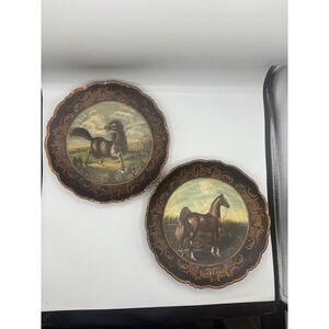 Raymond Waites Toyo Trading Co Decorative Horse Plates Equestrian Gold Black Set
